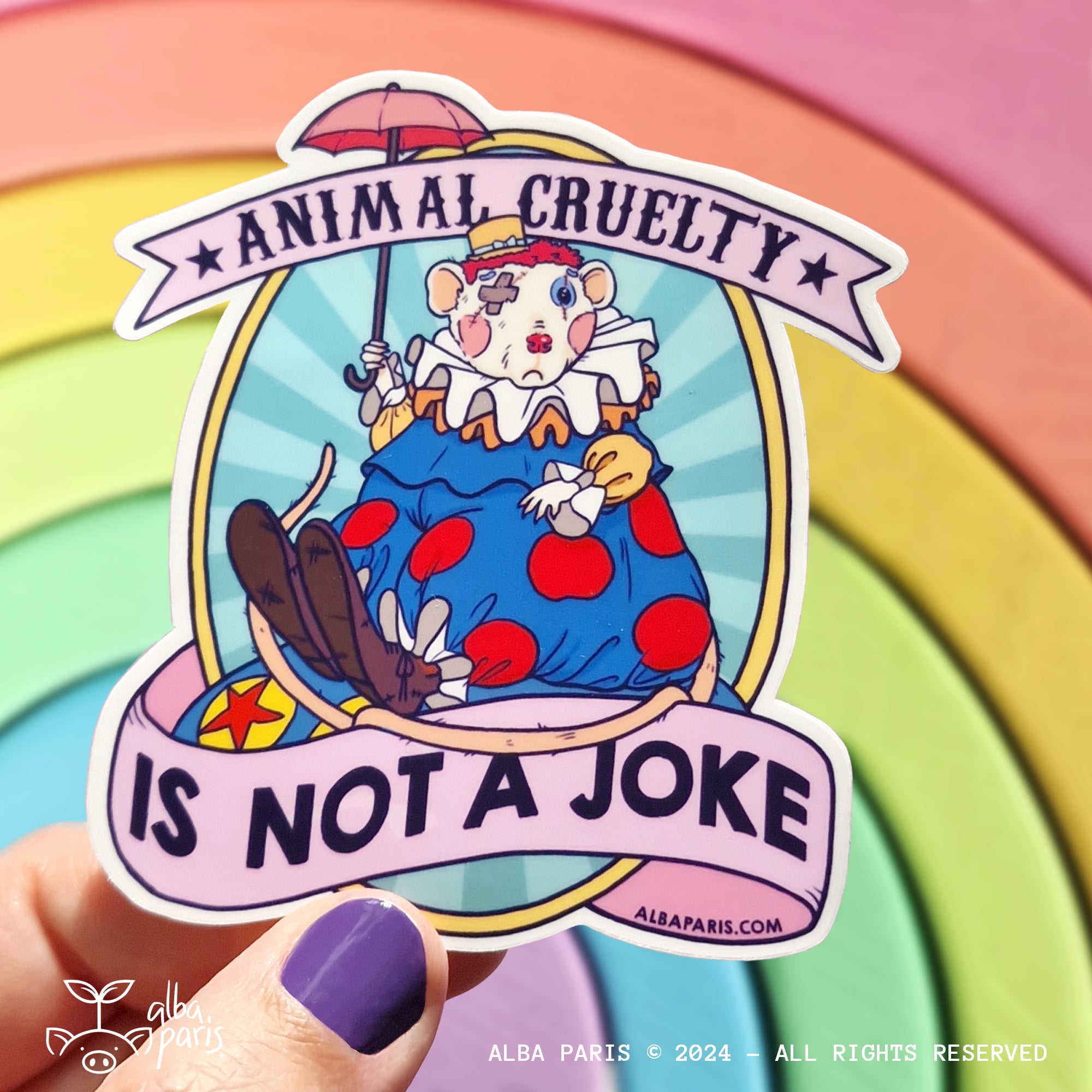Animal Cruelty is Not a Joke Rat Sticker