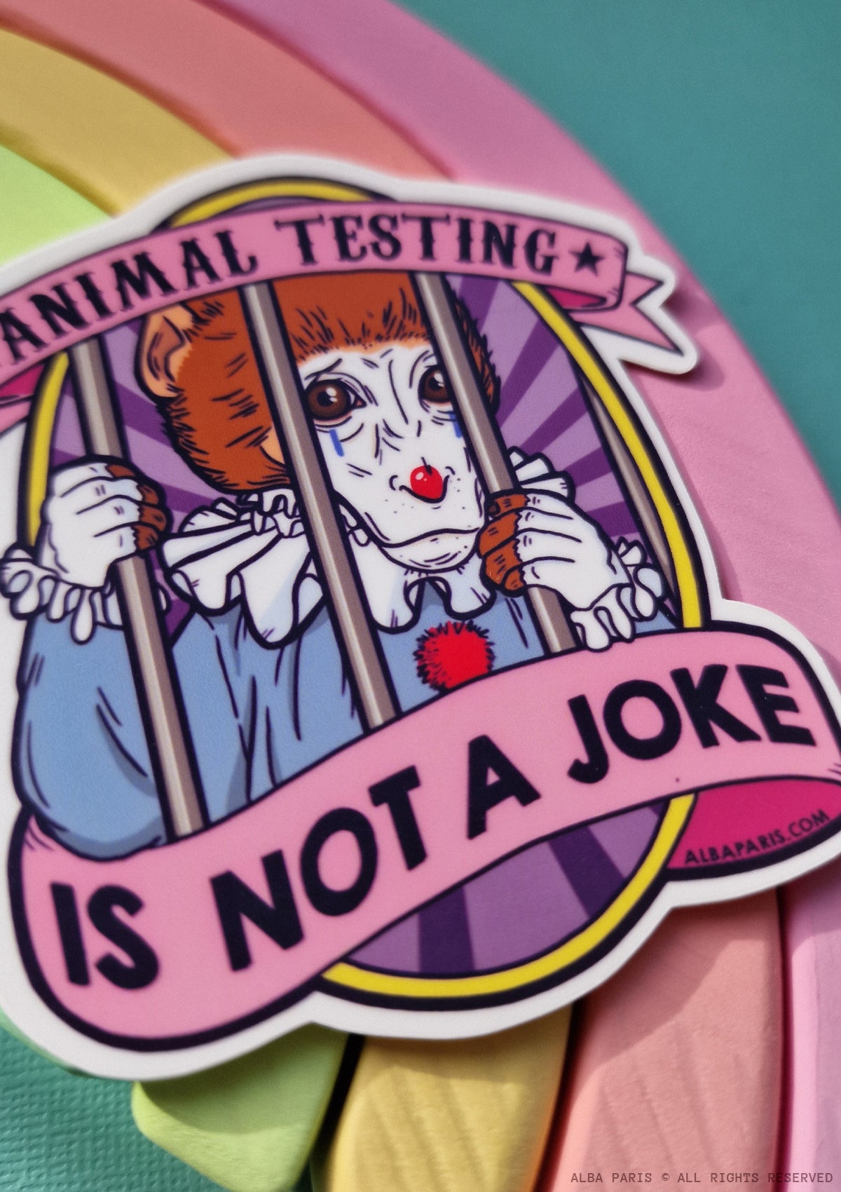 Animal Cruelty is Not a Joke Monkey Sticker