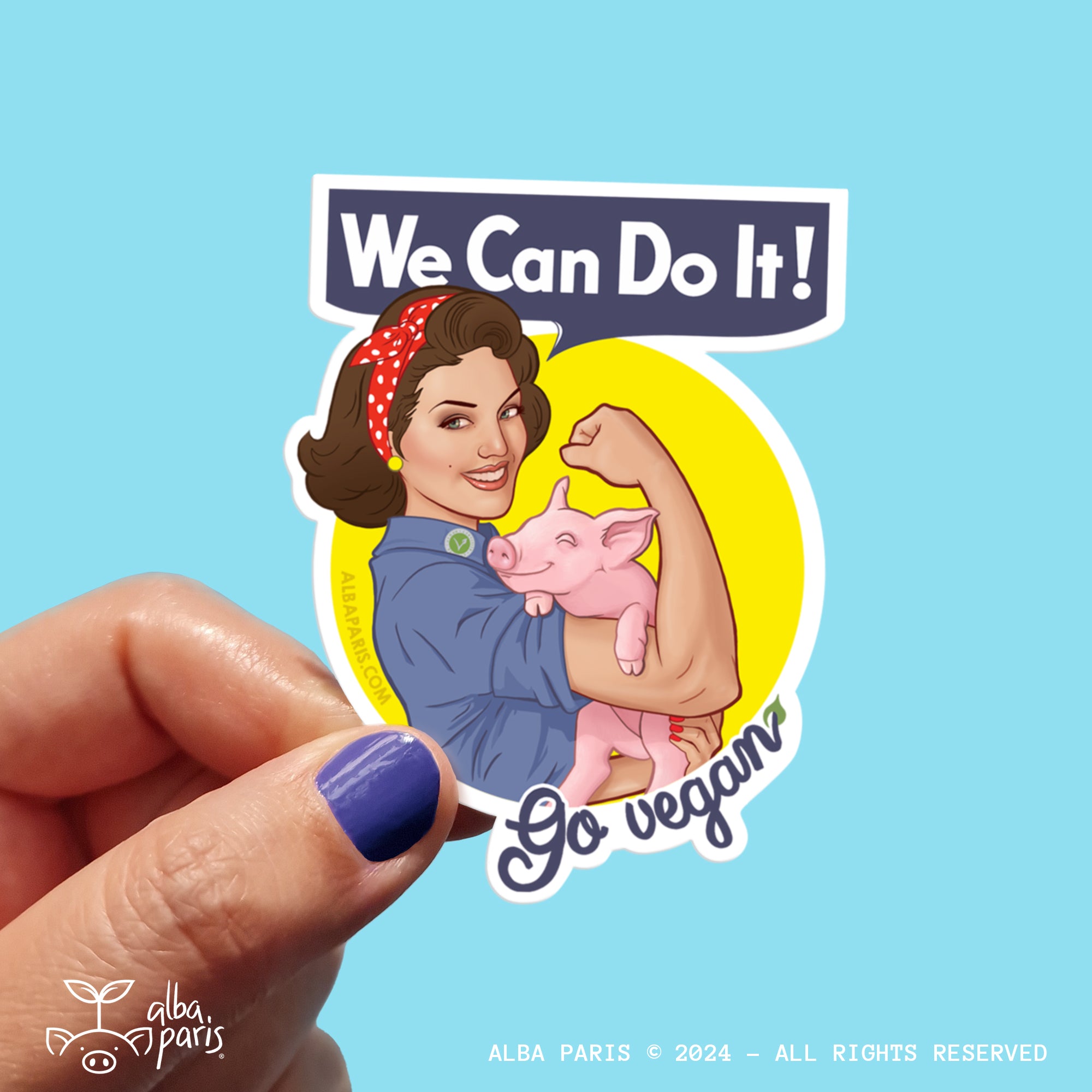 We Can Do It! Go Vegan Sticker