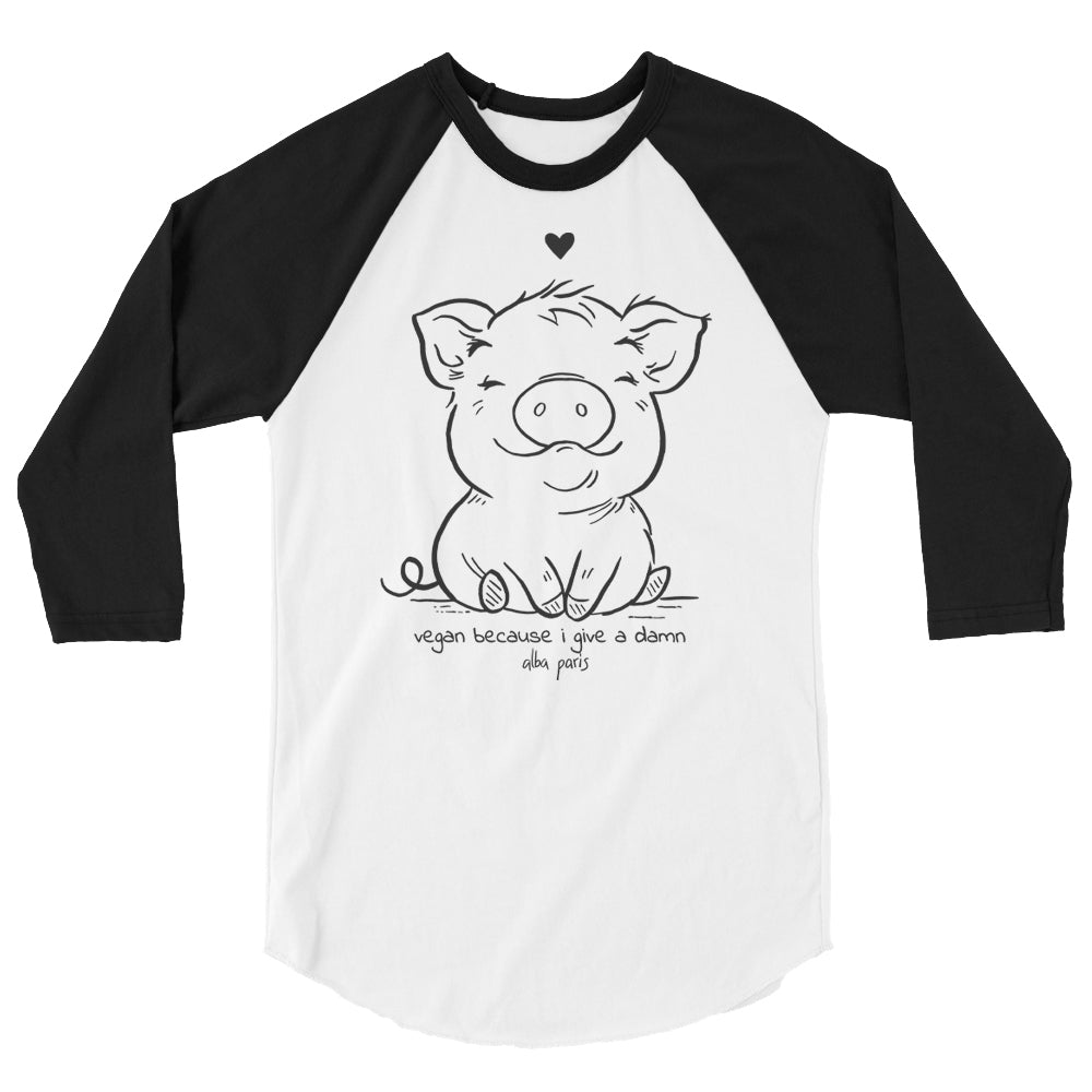 Vegan Because I Give A Damn Baseball Unisex Tee