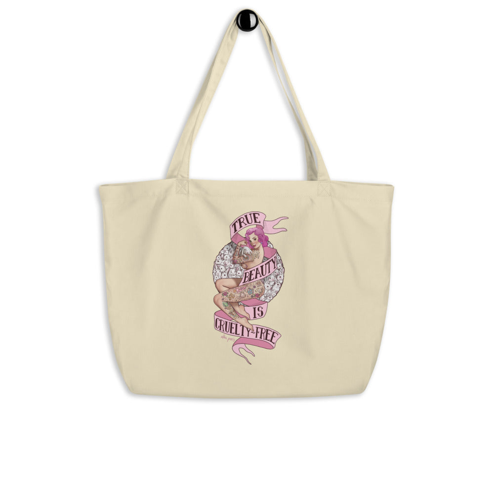 True Beauty is Cruelty-Free Organic Shopping Bag