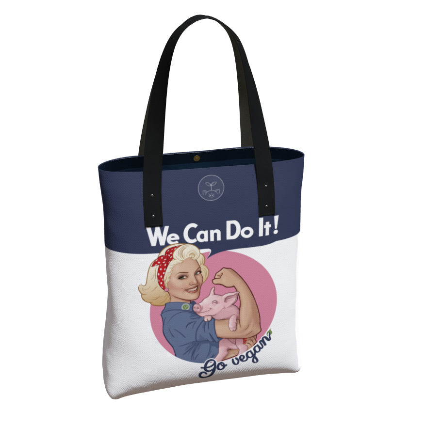 We Can Do It! Go Vegan Premium Tote Bag