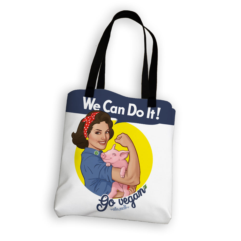 We Can Do It! Go Vegan Tote Bag