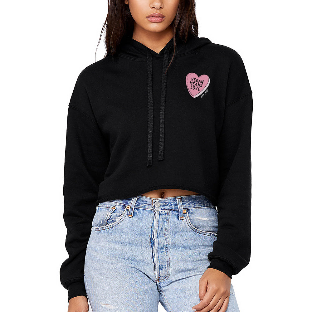 Vegan Means Love (Candy) Crop Hoodie