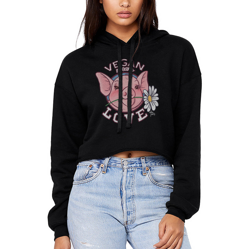 Vegan means Love Crop Hoodie