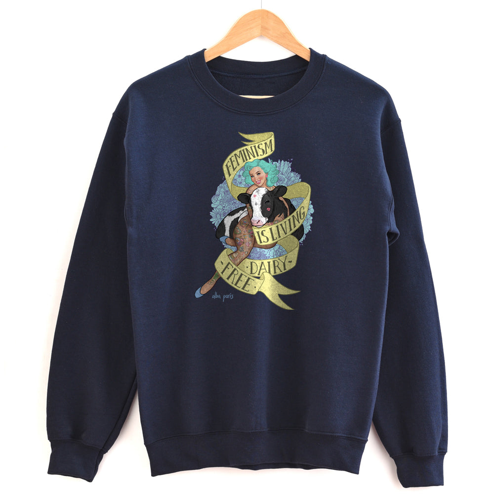 Feminism is Living Dairy-Free Unisex Crewneck Sweatshirt