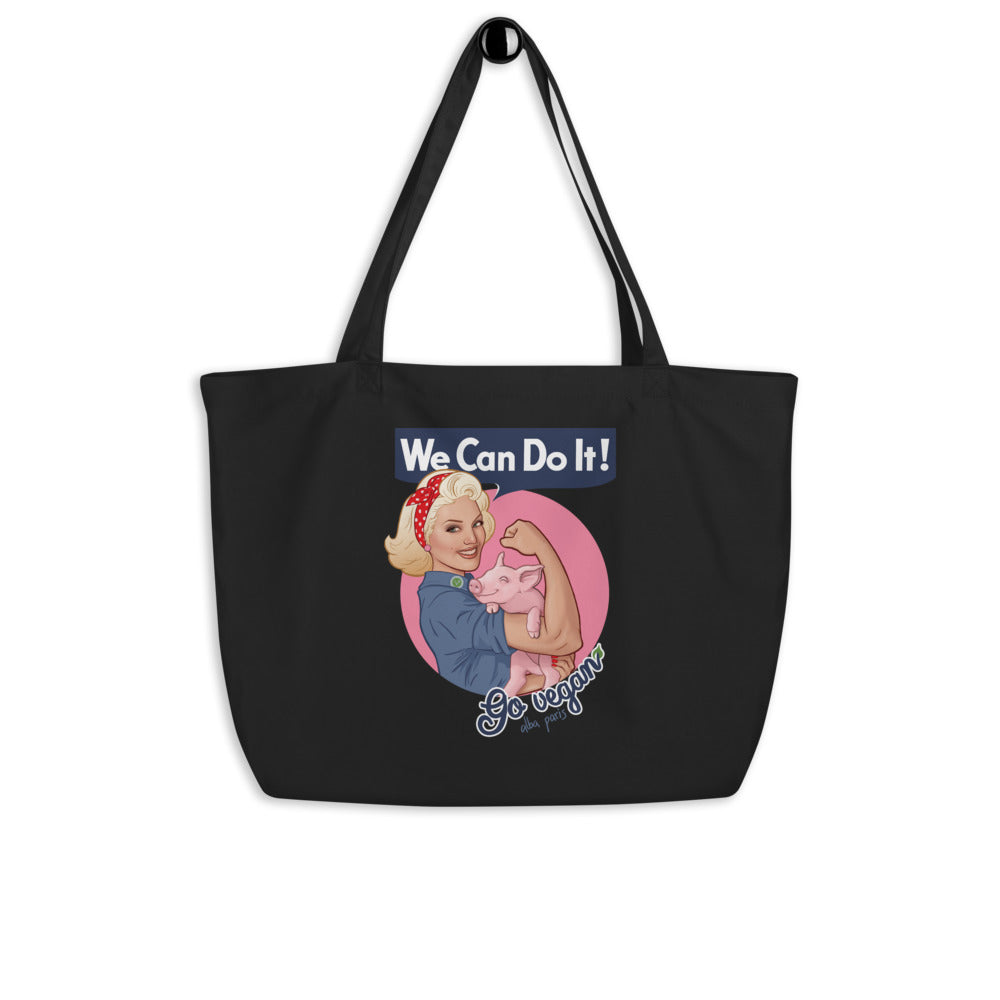 We Can Do It! Go Vegan Organic Shopping Bag