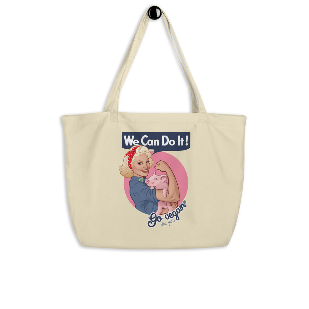We Can Do It! Go Vegan Organic Shopping Bag