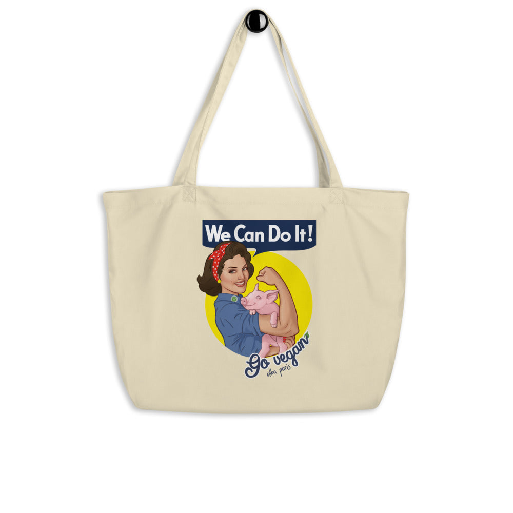 We Can Do It! Go Vegan Organic Shopping Bag