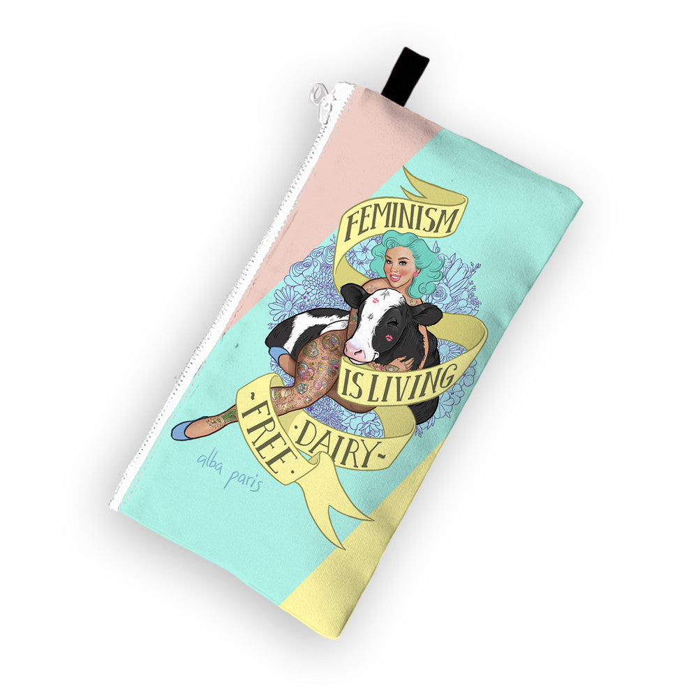 Feminism is Living Dairy-Free Cosmetic Bag