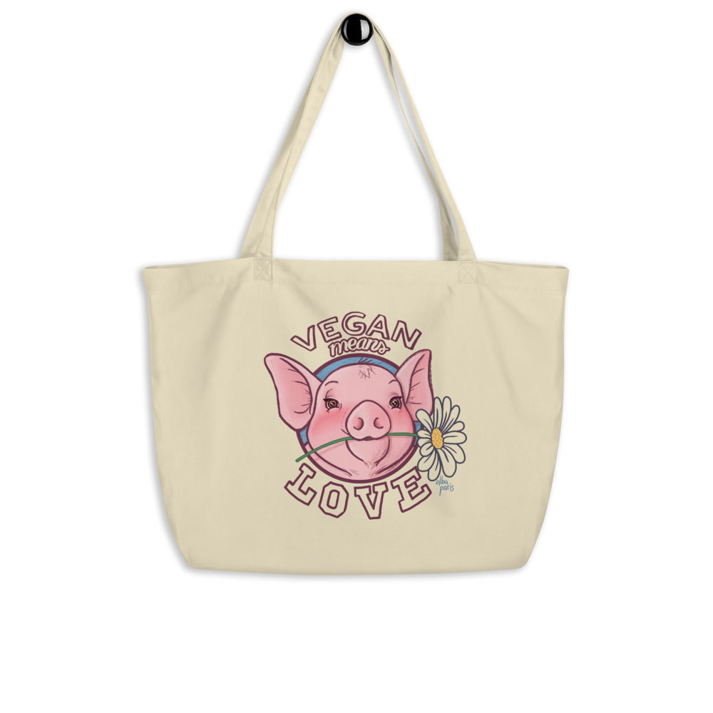 Vegan Means Love Organic Shopping Bag
