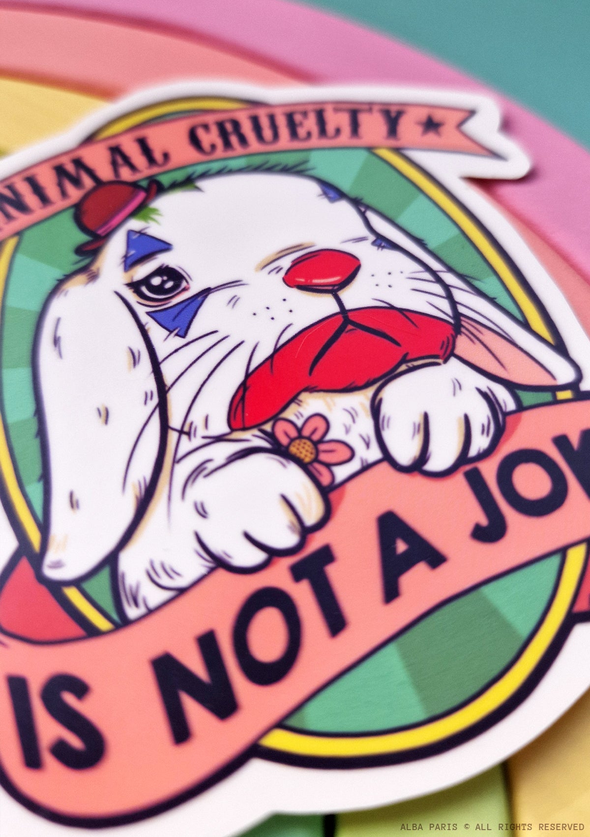 Animal Cruelty is Not a Joke Bunny Sticker
