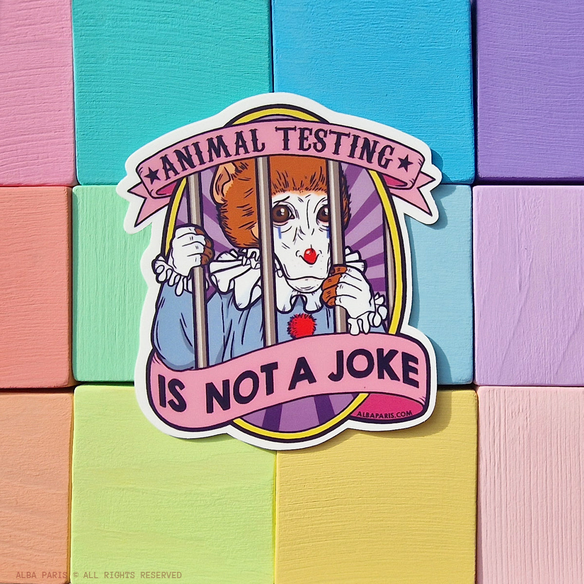 Animal Cruelty is Not a Joke Monkey Sticker