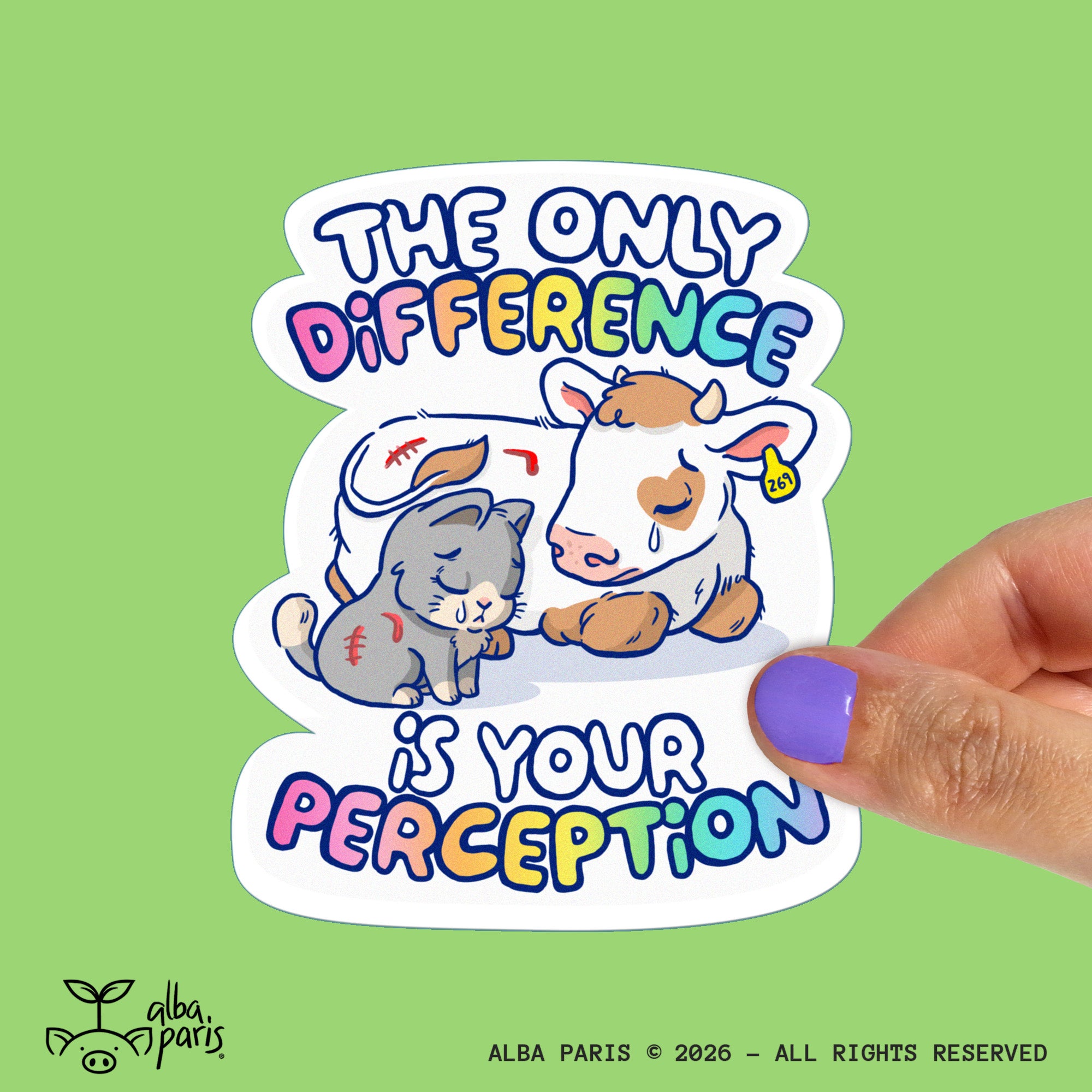 NEW! The Only Difference is Your Perception Sticker (Cow = Cat)