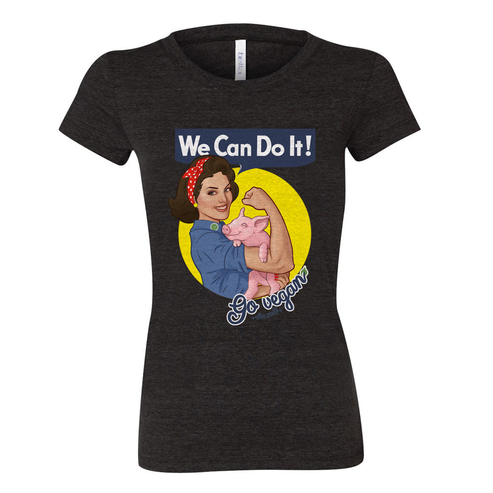 We Can Do It, Go Vegan! Fitted Tee