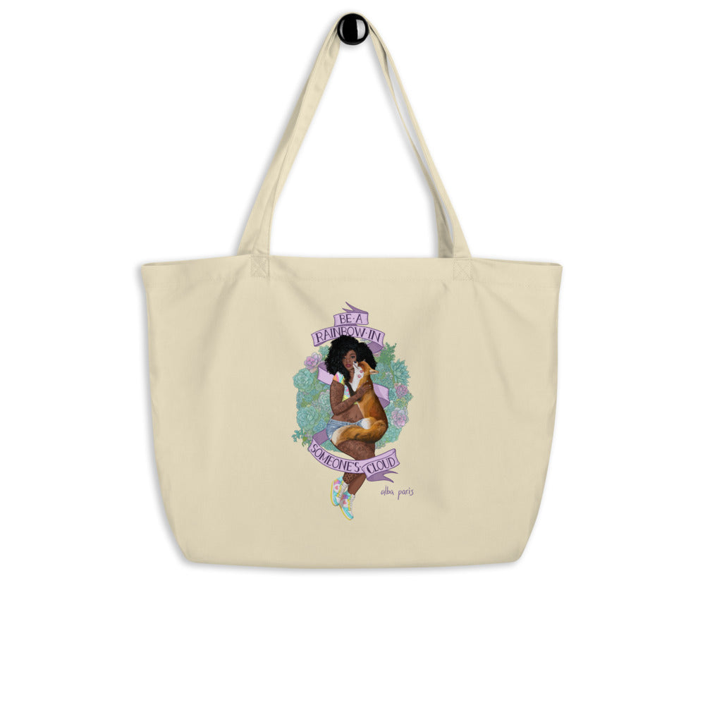 Be A Rainbow In Someone's Cloud Organic Shopping Bag
