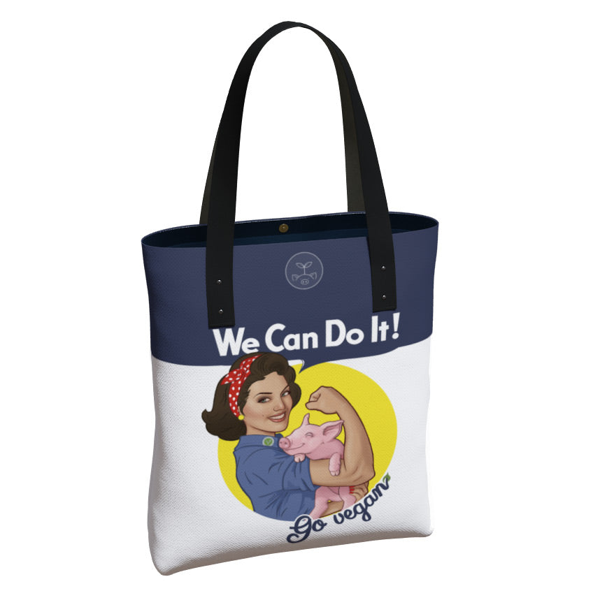 We Can Do It! Go Vegan Premium Tote Bag