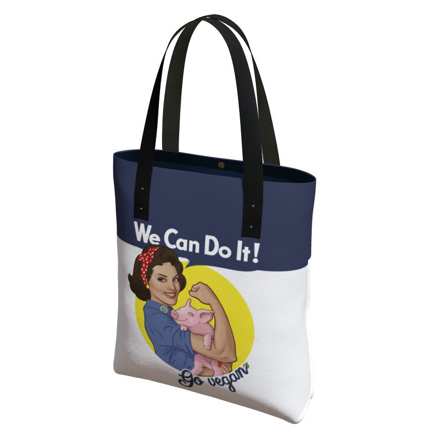 We Can Do It! Go Vegan Premium Tote Bag