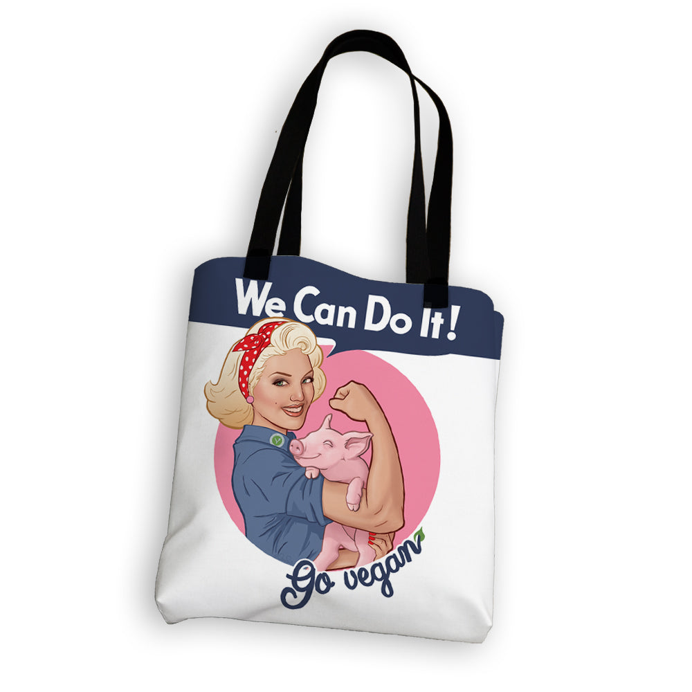 We Can Do It! Go Vegan Tote Bag