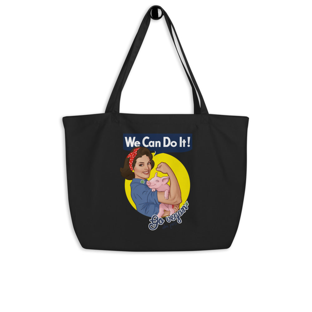 We Can Do It! Go Vegan Organic Shopping Bag