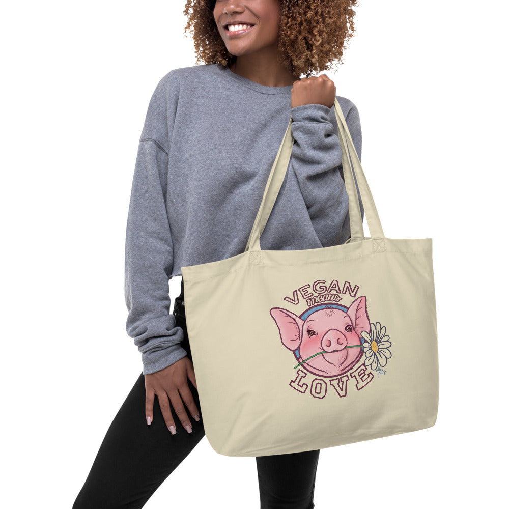 Vegan Means Love Organic Shopping Bag